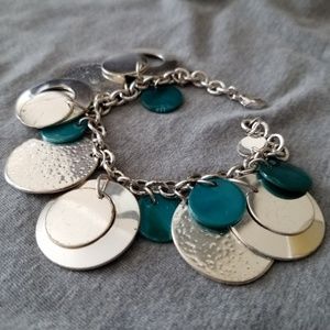 Teal and silver circle bracelet